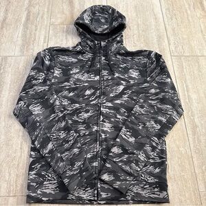 The North Face Grey Camo Fleece ZipUp Hoodie Mens Sz M outdoors Gorpcore granola